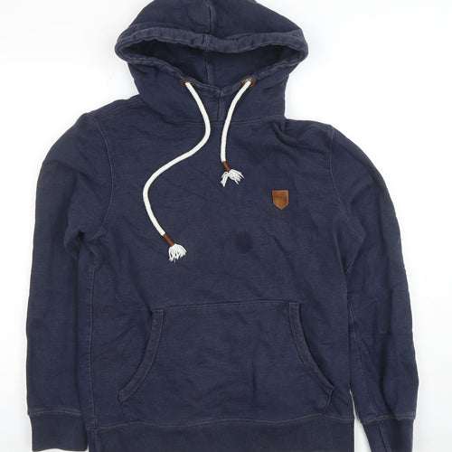 Jack & Jones Men’s Blue Pullover Hoodie Size M Cotton Logo Style