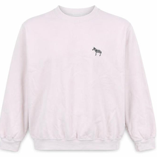 Topshop Women's Petite Pink Sweatshirt Zebra Embroidered UK M