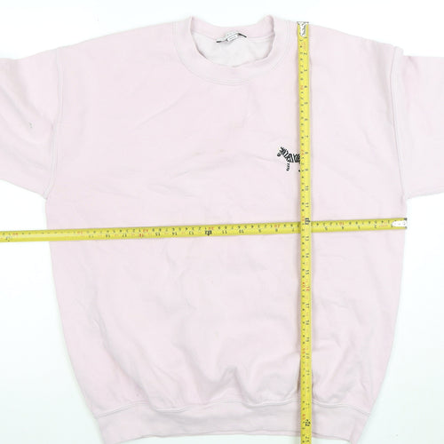 Topshop Women's Petite Pink Sweatshirt Zebra Embroidered UK M