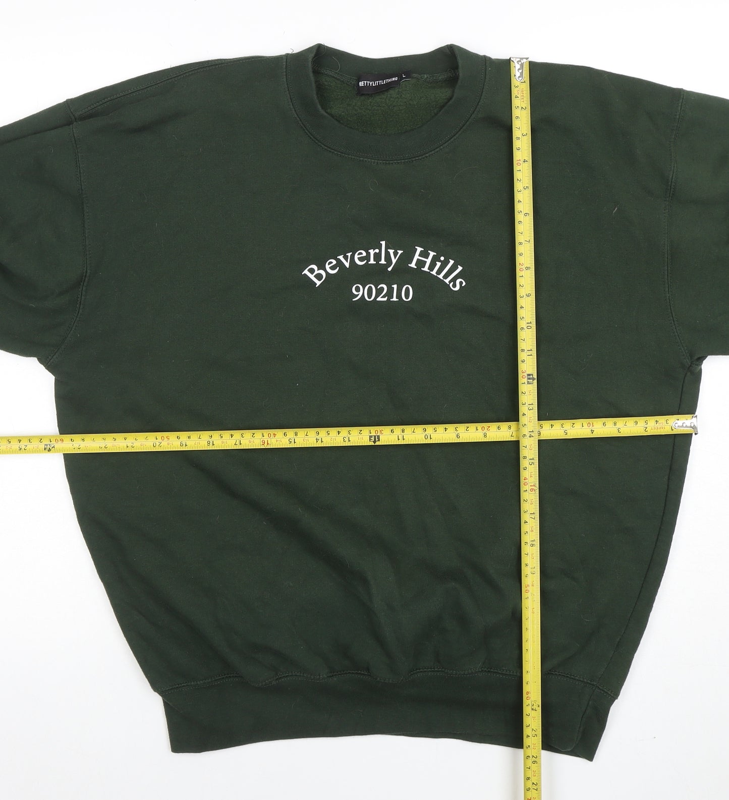 PrettyLittleThing Women’s Green Beverly Hills 90210 Crew Neck Sweatshirt Size L