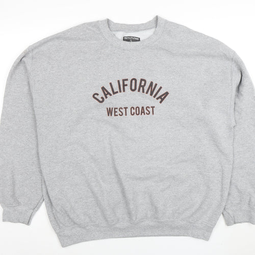 PrettyLittleThing Women Grey Large Pullover Sweatshirt California Print