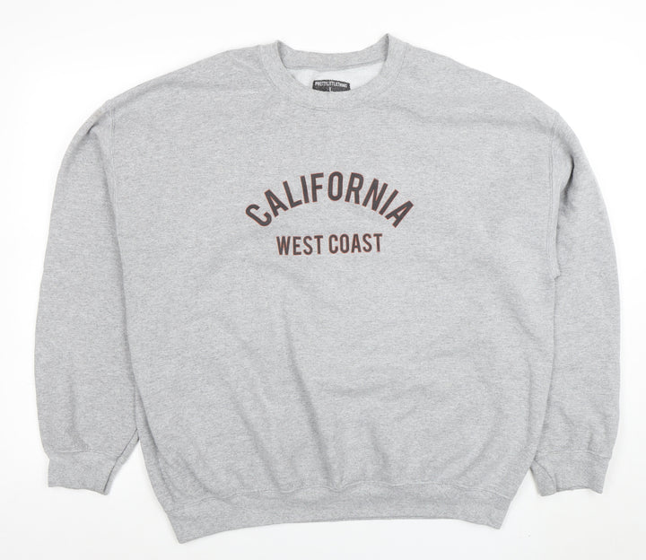 PrettyLittleThing Women Grey Large Pullover Sweatshirt California Print