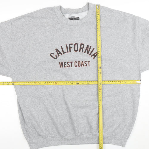 PrettyLittleThing Women Grey Large Pullover Sweatshirt California Print
