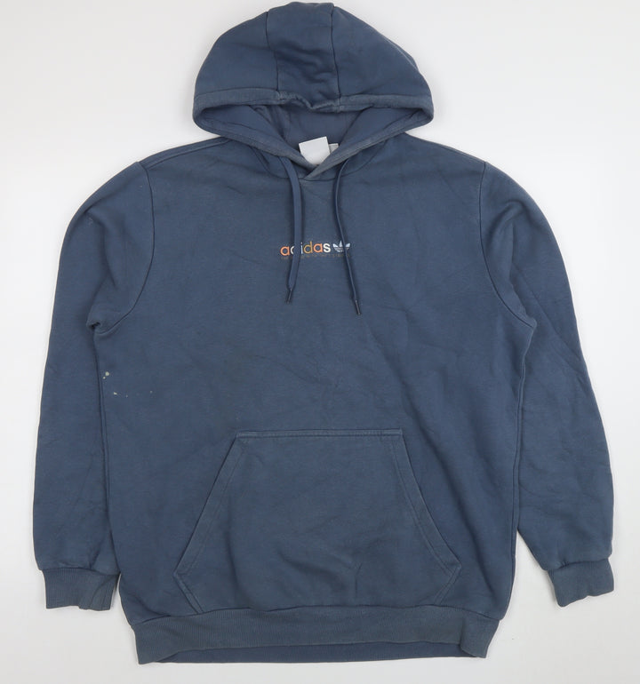 Adidas Men’s Blue Pullover Hoodie Size L Sports Fleece Sweatshirt