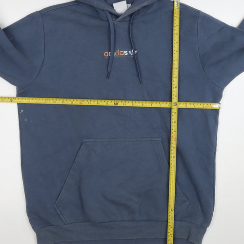 Adidas Men’s Blue Pullover Hoodie Size L Sports Fleece Sweatshirt