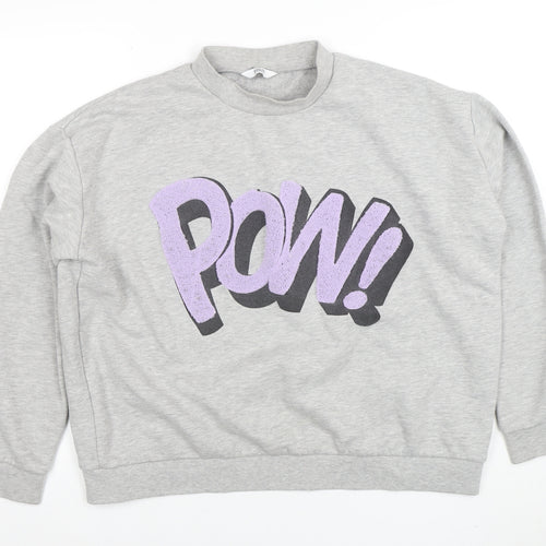 Envii Women Grey Sweatshirt Small POW Graphic Cotton Blend Casual
