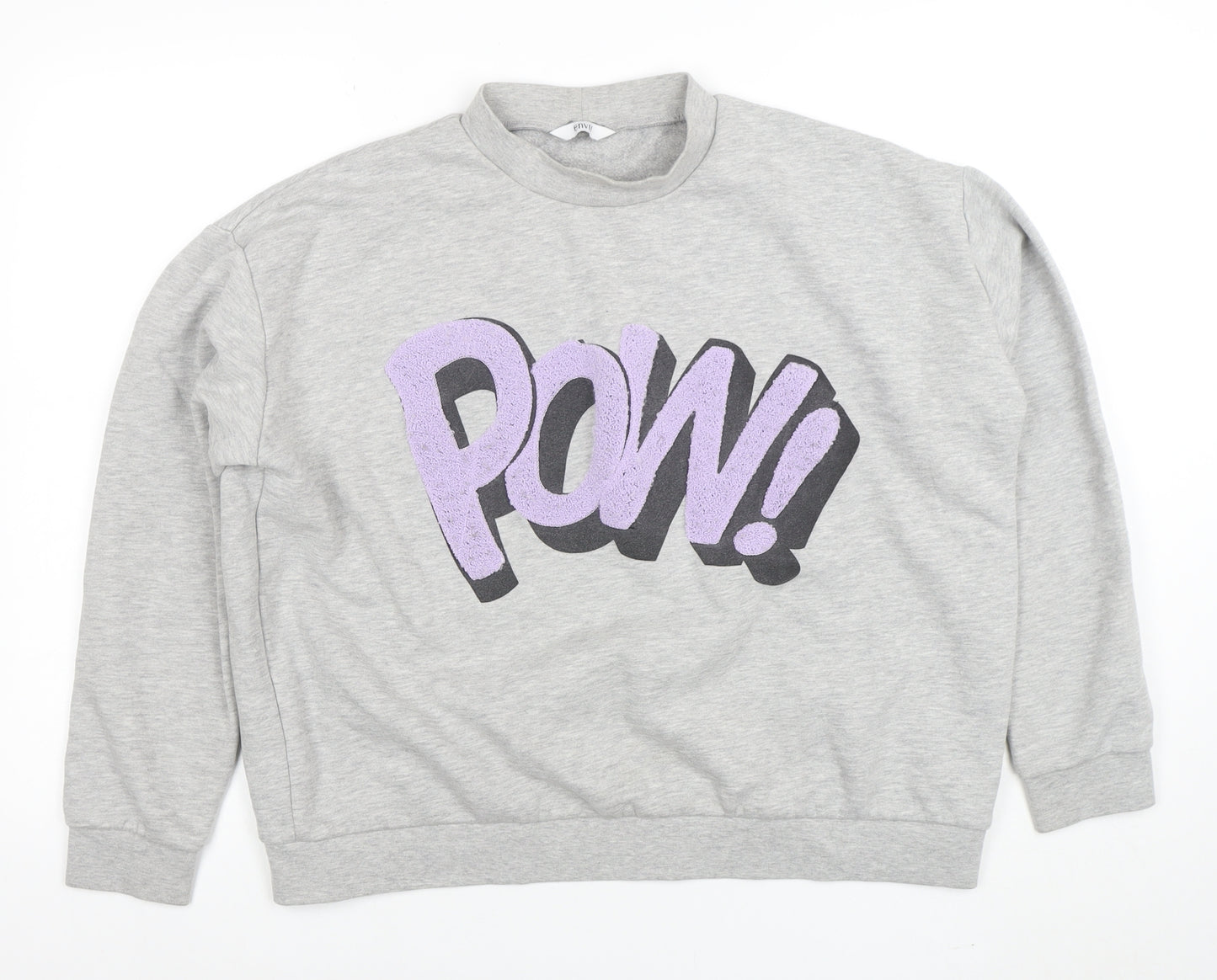 Envii Women Grey Sweatshirt Small POW Graphic Cotton Blend Casual