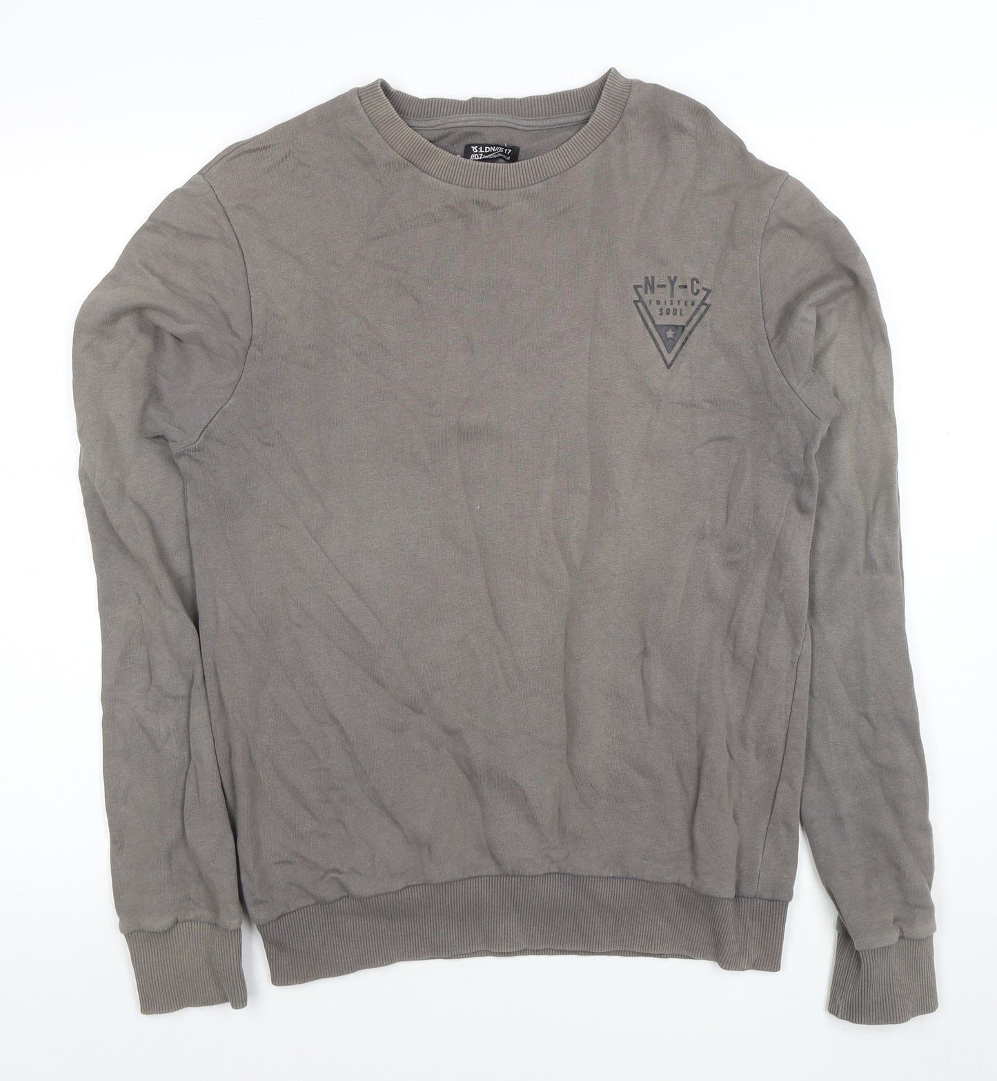 Twisted Soul Men's Grey Crew Neck Sweatshirt Size S Regular Fit