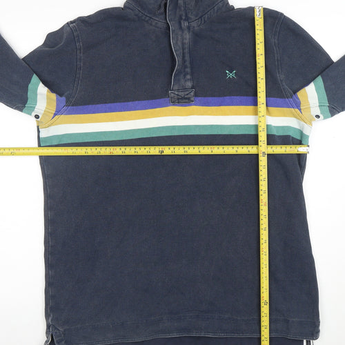 Crew Clothing Company Men's Blue L 1/4 Zip Striped Henley Sweatshirt