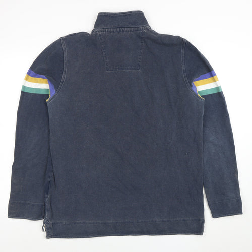 Crew Clothing Company Men's Blue L 1/4 Zip Striped Henley Sweatshirt