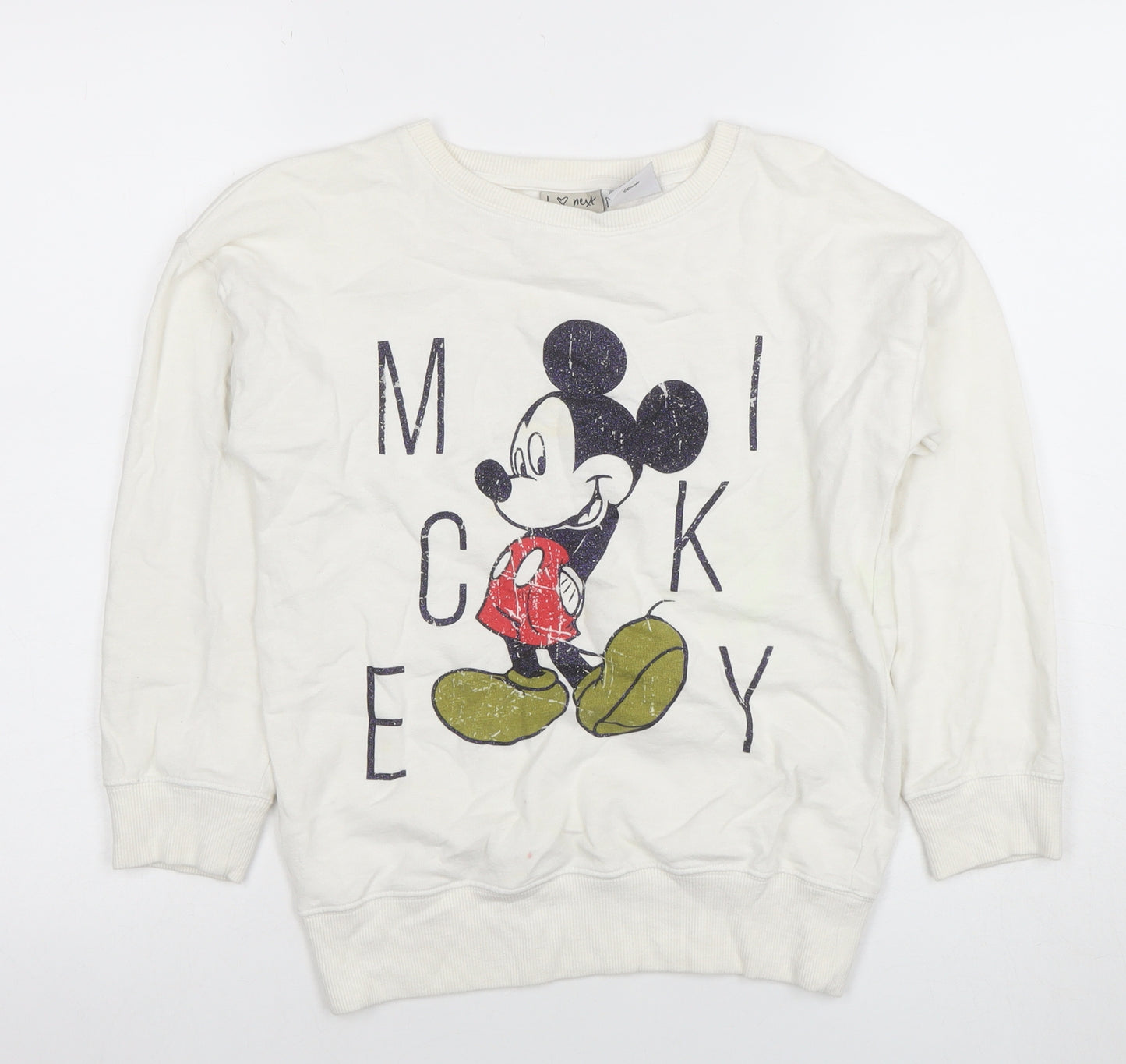Next Girls White Mickey Mouse Sweatshirt 10 Years Pullover Disney Graphic