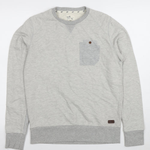 Boxfresh Men's Grey Crew Neck Cotton Blend Pullover Sweatshirt M