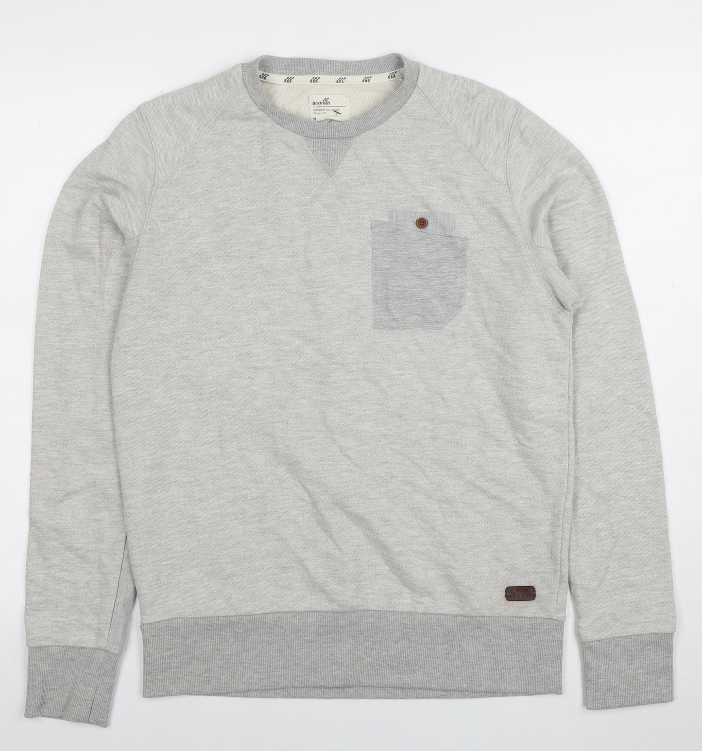 Boxfresh Men's Grey Crew Neck Cotton Blend Pullover Sweatshirt M