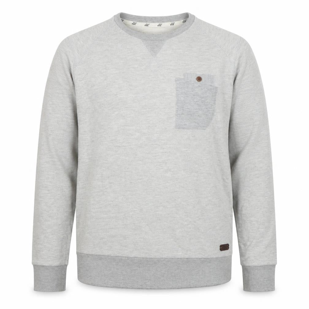 Front view of Boxfresh Men's Grey Crew Neck Cotton Blend Pullover Sweatshirt M