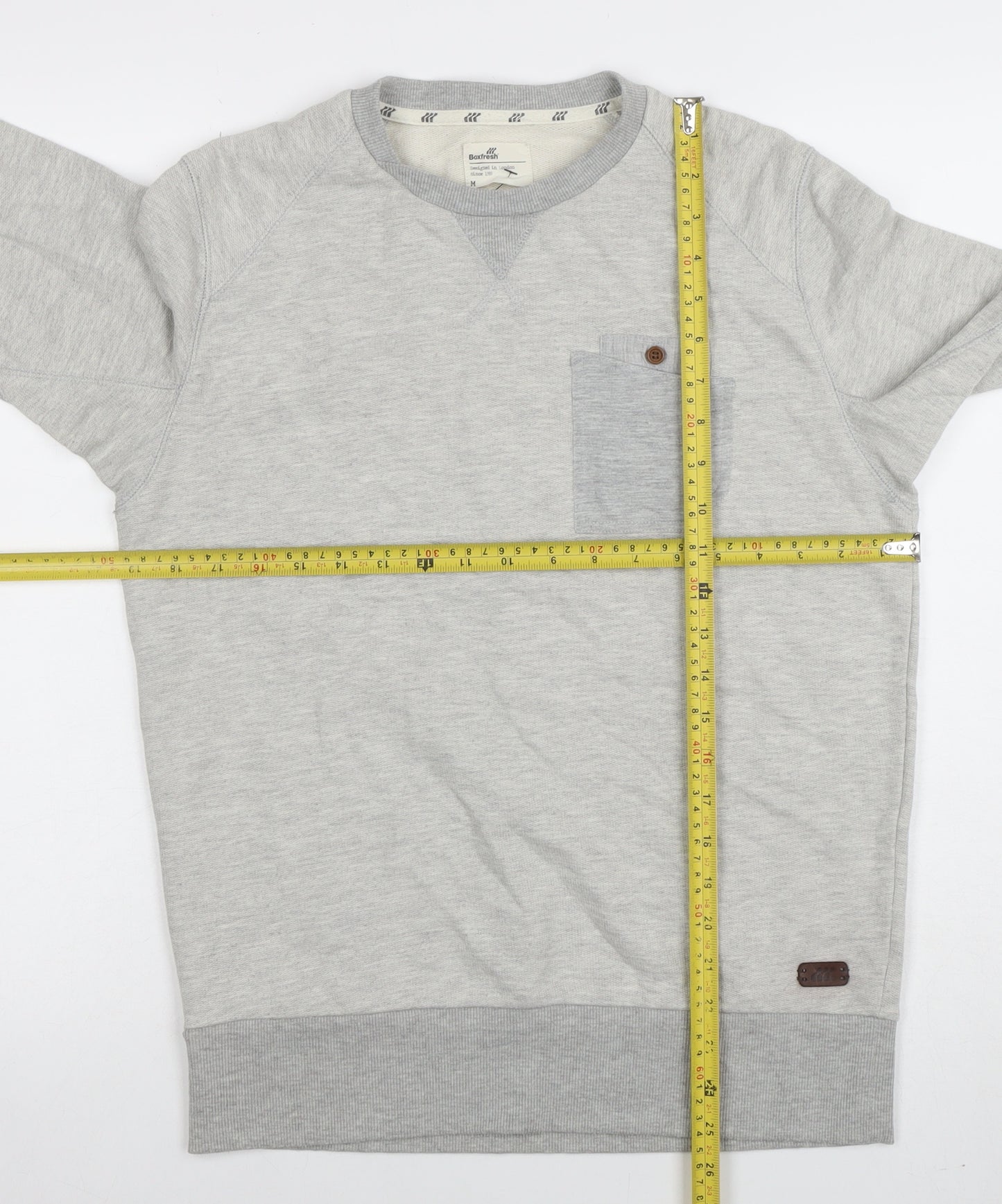 Boxfresh Men's Grey Crew Neck Cotton Blend Pullover Sweatshirt M