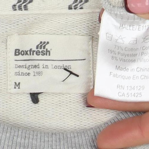 Boxfresh Men's Grey Crew Neck Cotton Blend Pullover Sweatshirt M