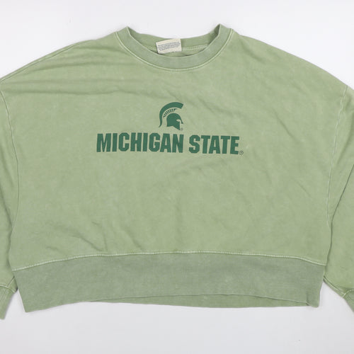 MSU Women’s Green Crew Neck Pullover Sweatshirt Size L Cotton Blend