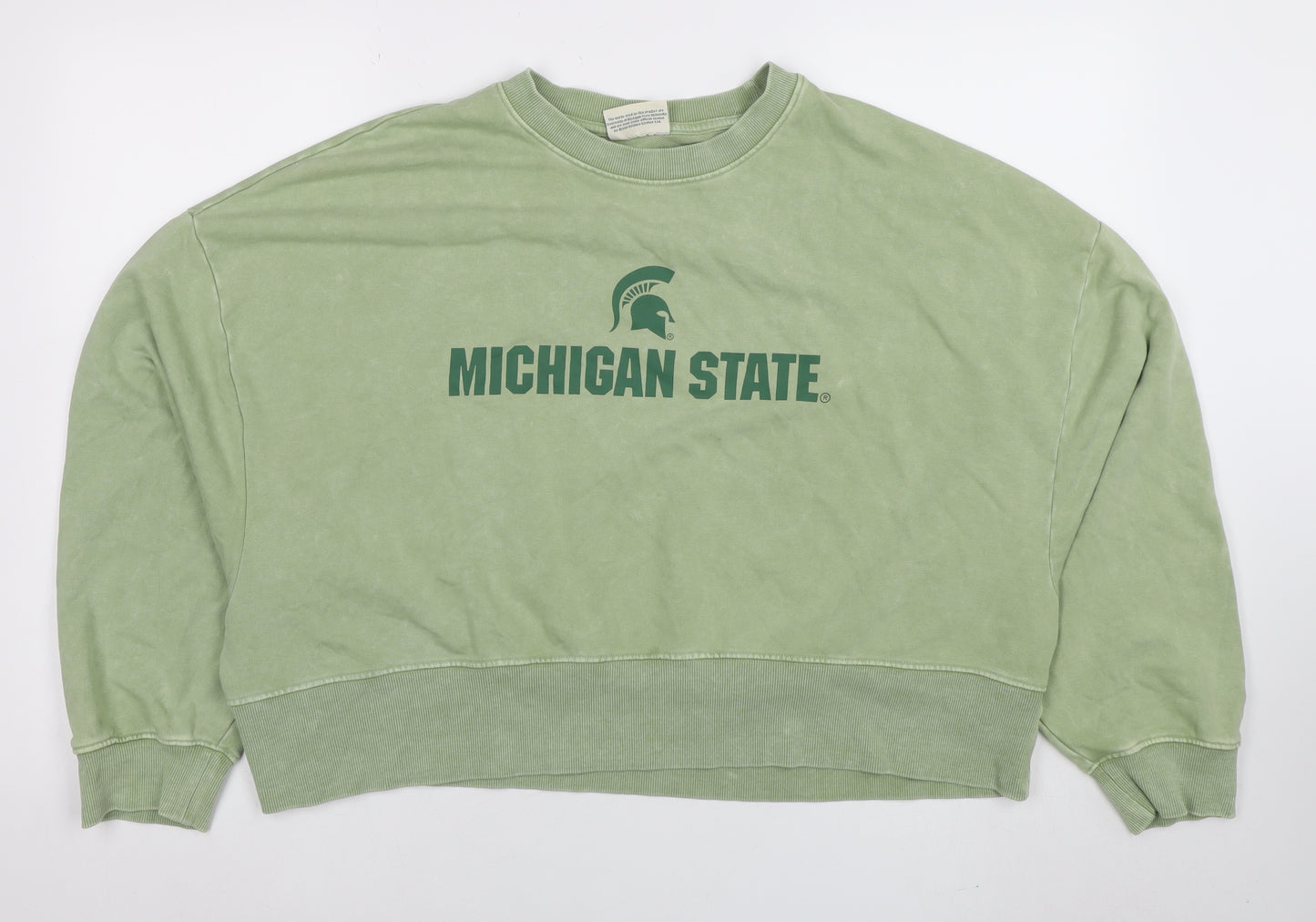 MSU Women’s Green Crew Neck Pullover Sweatshirt Size L Cotton Blend