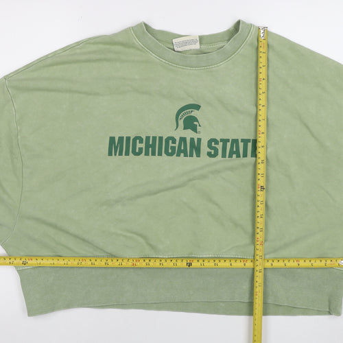 MSU Women’s Green Crew Neck Pullover Sweatshirt Size L Cotton Blend