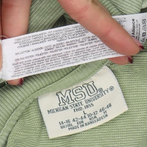 MSU Women’s Green Crew Neck Pullover Sweatshirt Size L Cotton Blend