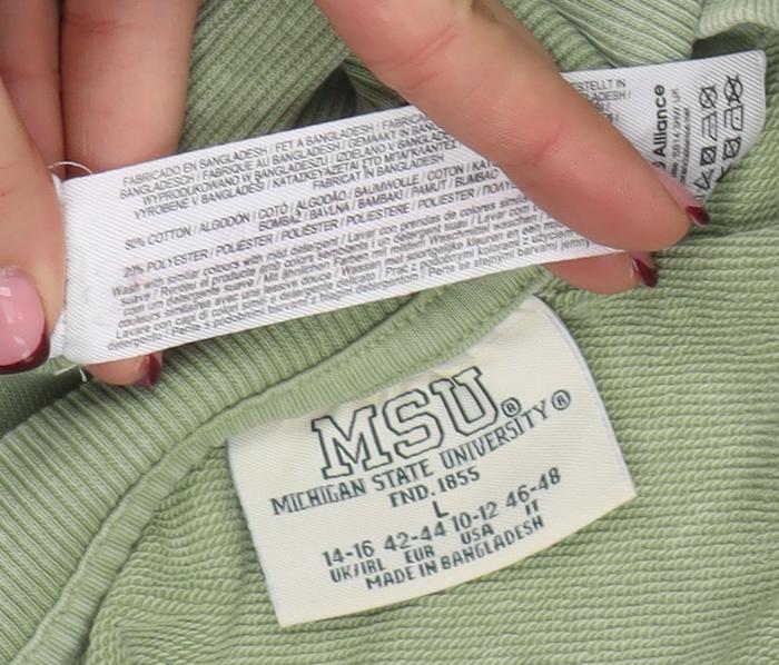 MSU Women’s Green Crew Neck Pullover Sweatshirt Size L Cotton Blend