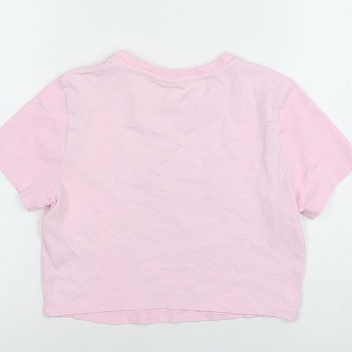 Disney Women’s Pink Donald Duck Cropped T-Shirt Size M Regular Fit