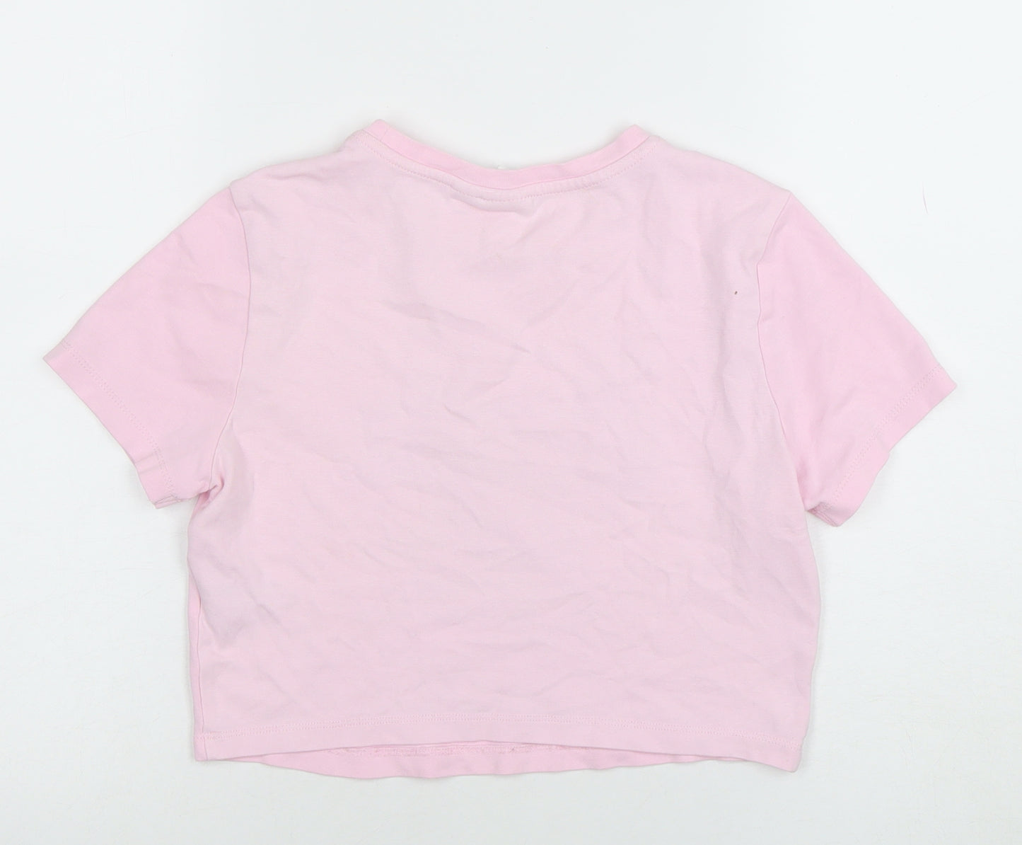 Disney Women’s Pink Donald Duck Cropped T-Shirt Size M Regular Fit