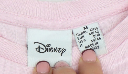 Disney Women’s Pink Donald Duck Cropped T-Shirt Size M Regular Fit