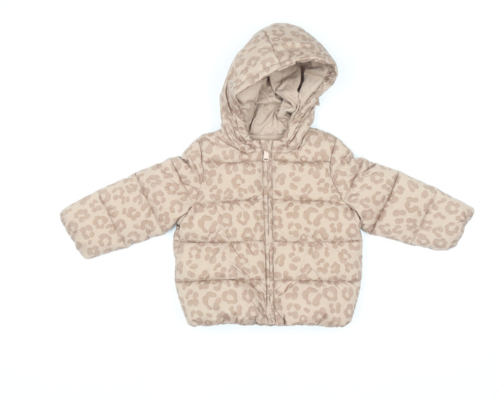 Marks and Spencer Baby Beige Leopard Hooded Puffer Jacket 18-24 Months