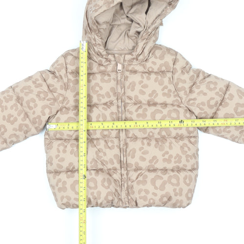 Marks and Spencer Baby Beige Leopard Hooded Puffer Jacket 18-24 Months