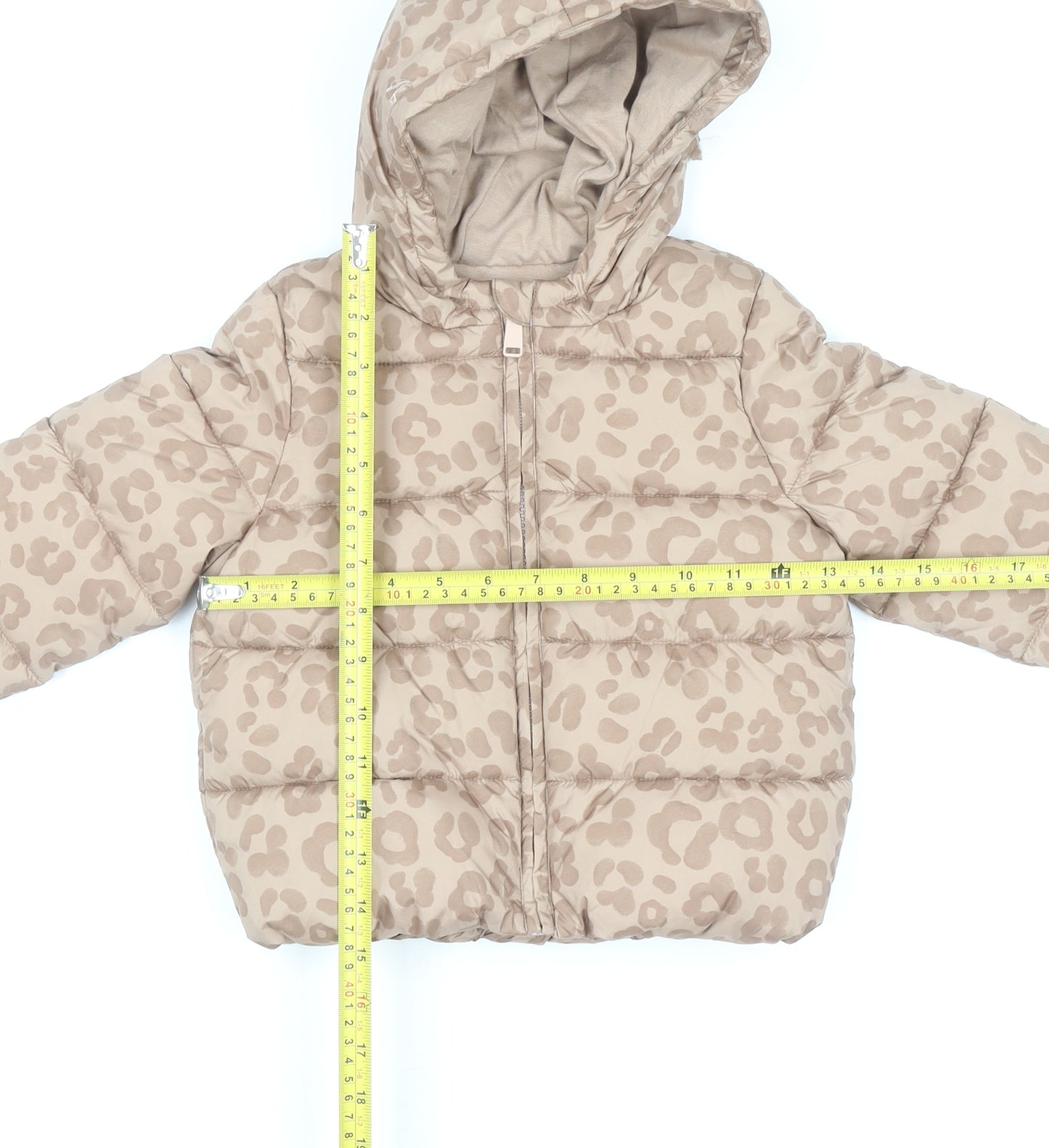 Marks and Spencer Baby Beige Leopard Hooded Puffer Jacket 18-24 Months