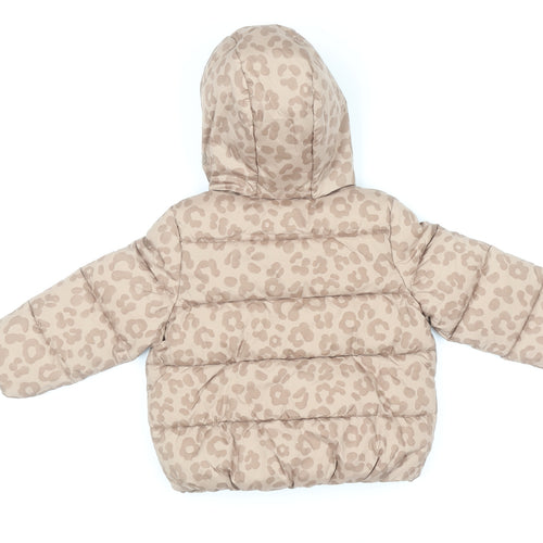 Marks and Spencer Baby Beige Leopard Hooded Puffer Jacket 18-24 Months