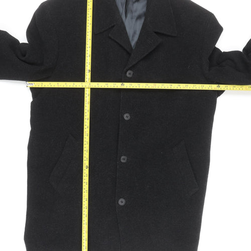 Kistermann Men's Black Wool Cashmere Blend Mid-Length Overcoat M