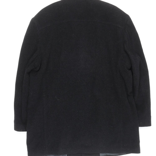 Kistermann Men's Black Wool Cashmere Blend Mid-Length Overcoat M
