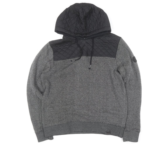 Firetrap Men’s Grey Quilted Pullover Hoodie Size L