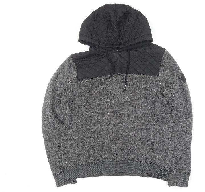 Firetrap Men’s Grey Quilted Pullover Hoodie Size L