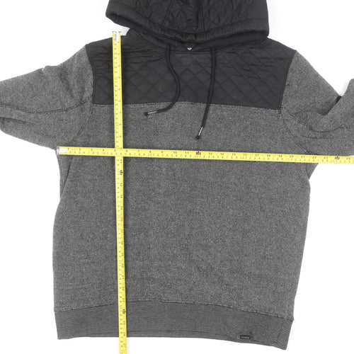 Firetrap Men’s Grey Quilted Pullover Hoodie Size L
