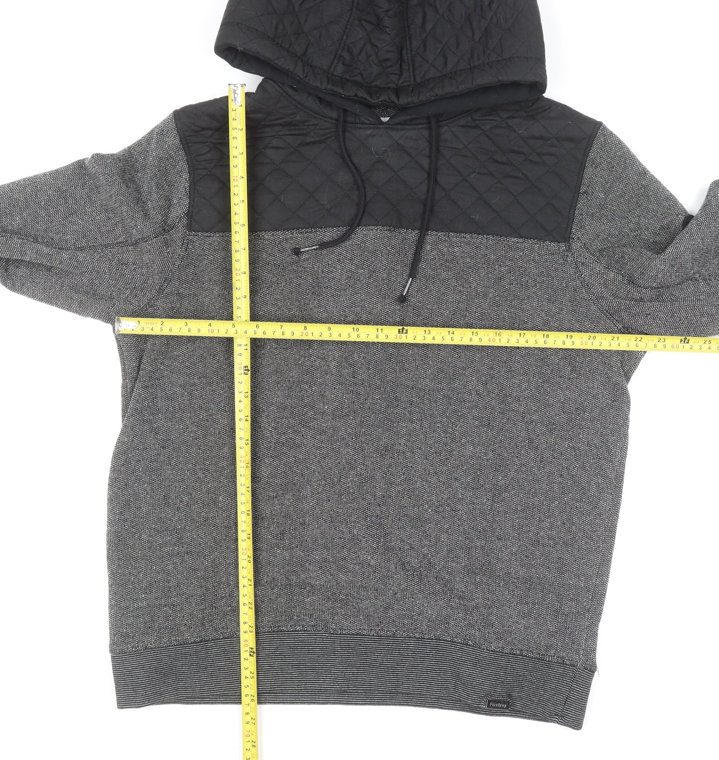 Firetrap Men’s Grey Quilted Pullover Hoodie Size L