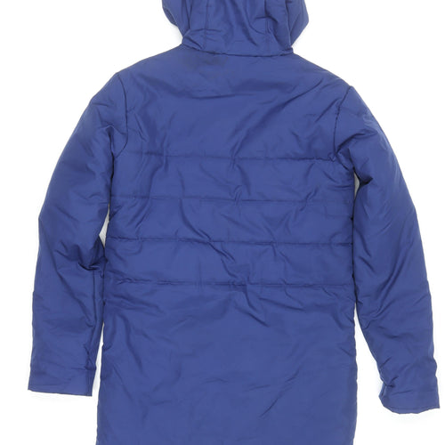 Umbro Men's Blue Long Hooded Puffer Jacket Size S Football Style