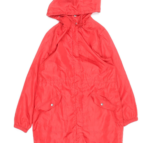 Label Be Women's Red Hooded Lightweight Anorak Jacket Size 14