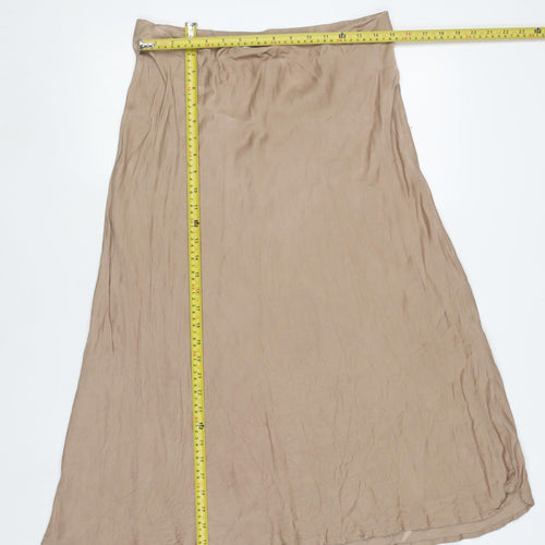 Gallery Womens Beige A-Line Midi Skirt Size 14 Viscose