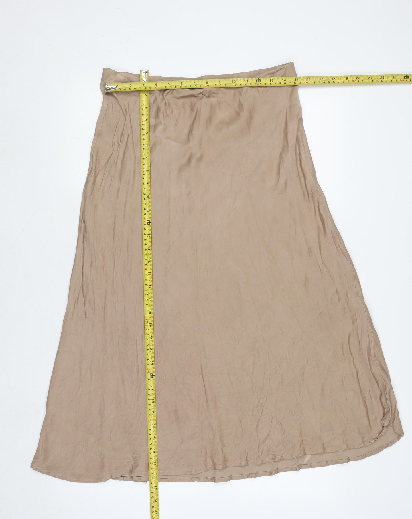 Gallery Womens Beige A-Line Midi Skirt Size 14 Viscose