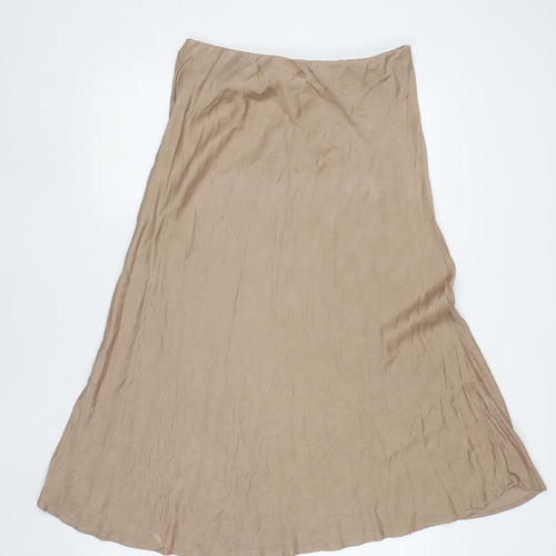 Gallery Womens Beige A-Line Midi Skirt Size 14 Viscose
