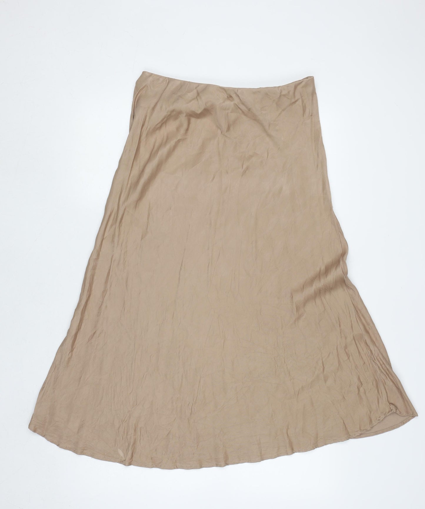 Gallery Womens Beige A-Line Midi Skirt Size 14 Viscose