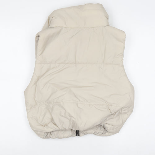 Glocal Women's Beige Puffer Waistcoat M Nylon Lined Zip Casual