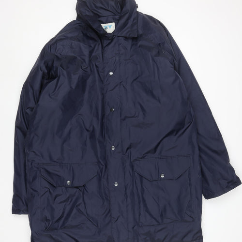 Hazy Joe Men’s Blue Waterproof Rain Coat 2XL Long Nylon PVC