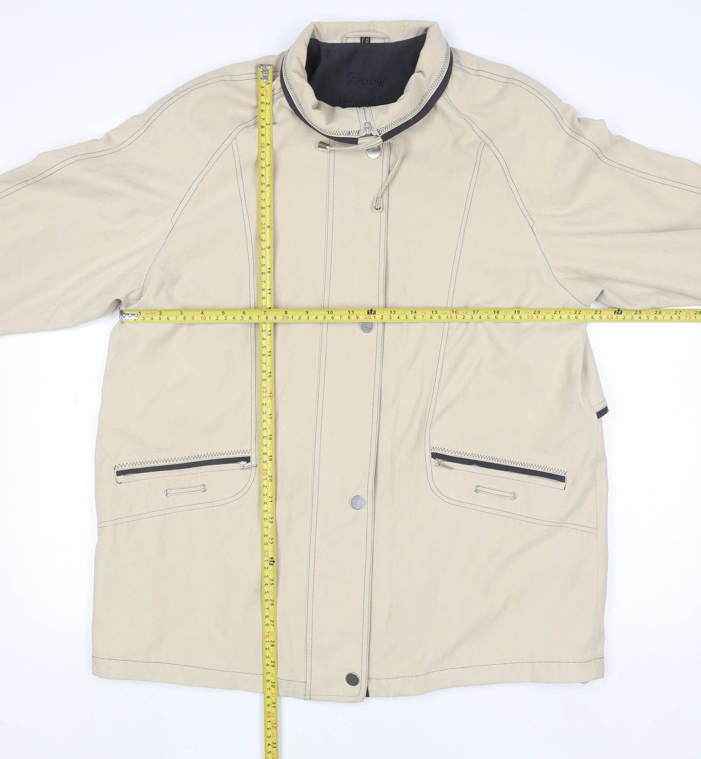 Ensign Women's Beige Mid-Length Lined Zip Jacket Size 16