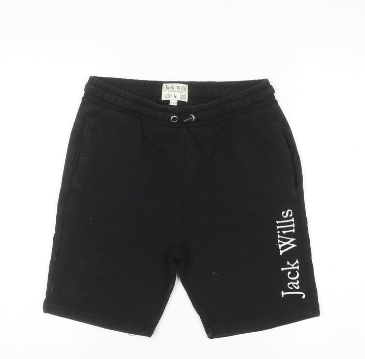 Jack Wills Boys Black Sweat Shorts 12-13 Years Elastic Waist Casual