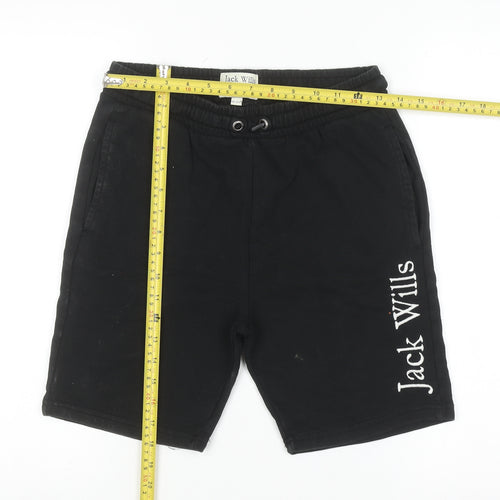 Jack Wills Boys Black Sweat Shorts 12-13 Years Elastic Waist Casual