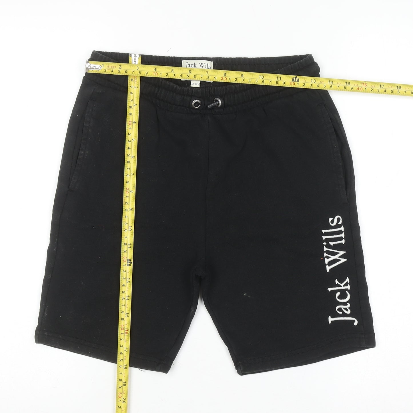 Jack Wills Boys Black Sweat Shorts 12-13 Years Elastic Waist Casual